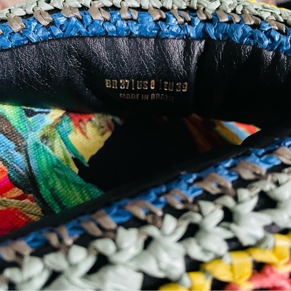 NEW Farm Rio Black Banana puffy Fluffy crochet flip flop sandals size 8 - Picture 6 of 7